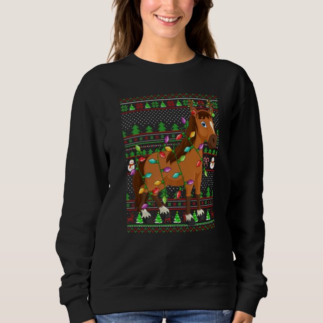 Sweatshirt Ugly Xmas Sweater Style Lighting Horse Christmas (Devant)
