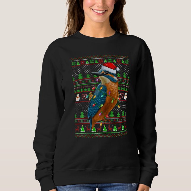 Sweatshirt Ugly Xmas Sweater Style Lighting Kingfisher Bird C (Devant)