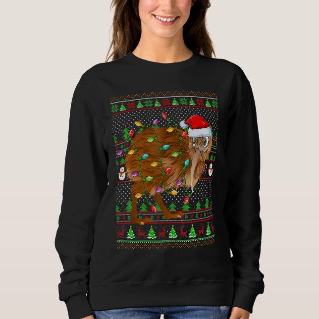 Sweatshirt Ugly Xmas Sweater Style Lighting Kiwi Bird Christm (Devant)