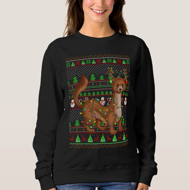 Sweatshirt Ugly Xmas Sweater Style Lighting Mongoose Christma (Devant)