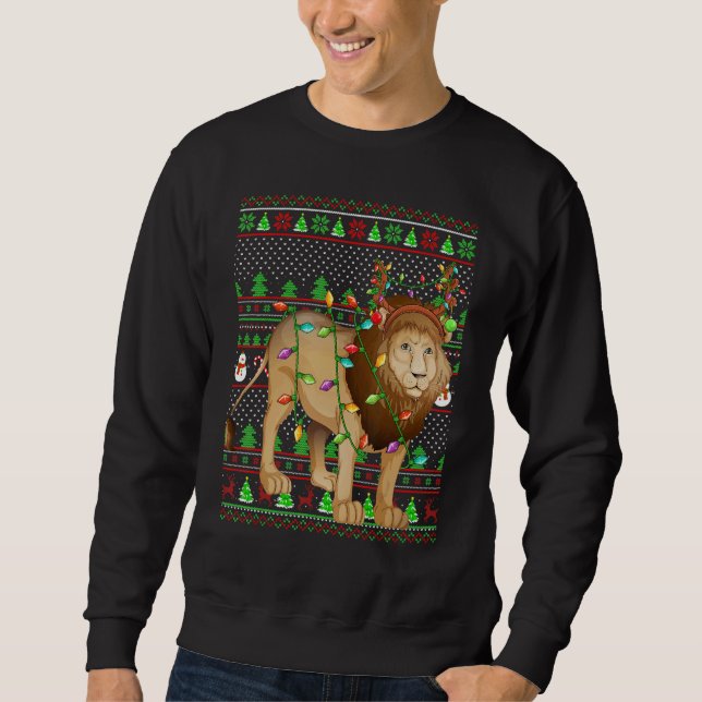 Sweatshirt Ugly Xmas Sweater Style Lighting Mountain Lion Chr (Devant)