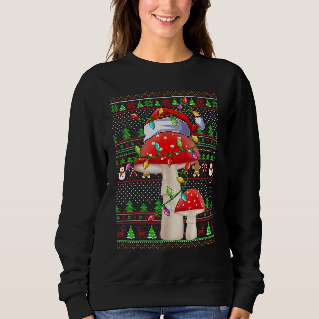 Sweatshirt Ugly Xmas Sweater Style Lighting Mushroom Christma (Devant)