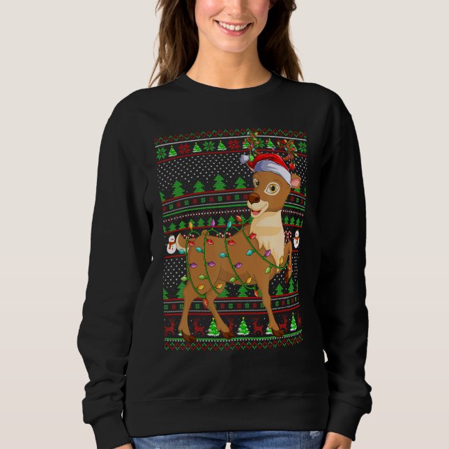 Sweatshirt Ugly Xmas Sweater Style Lighting Reindeer Christma (Devant)