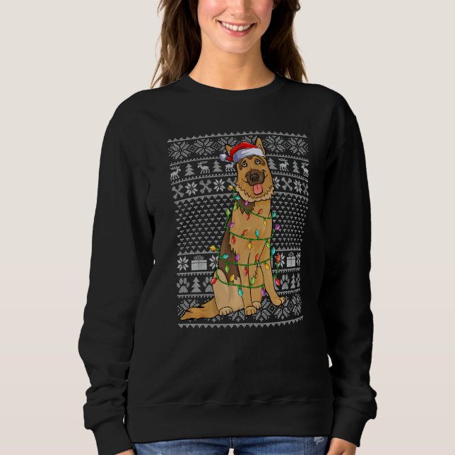 Sweatshirt Ugly Xmas Sweater Style Santa Belgian Malinois Dog (Devant)