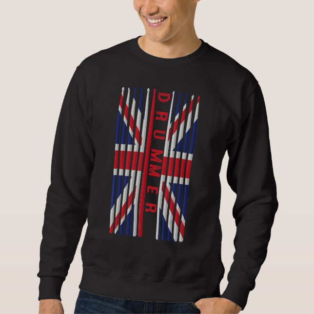 Sweatshirt UK Flag Drum Sticks Cool Patriotic British Drummer (Devant)