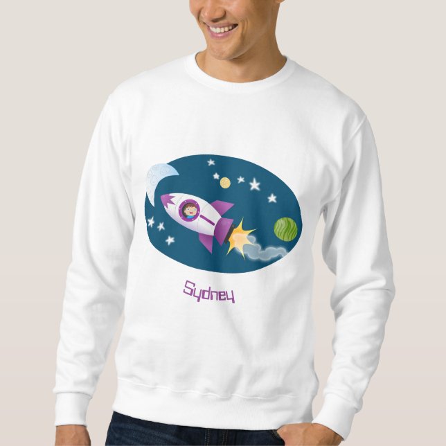 Sweatshirt Un adorable vaisseau-fusée dans l'espace dessin an (Devant)