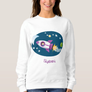 Sweatshirt Un adorable vaisseau-fusée dans l'espace dessin an