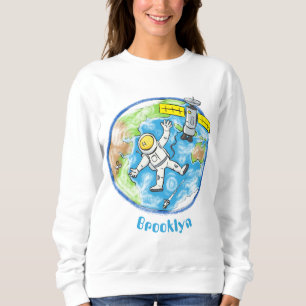 Sweatshirt Un astronaute amusant dans l'espace et la bande de