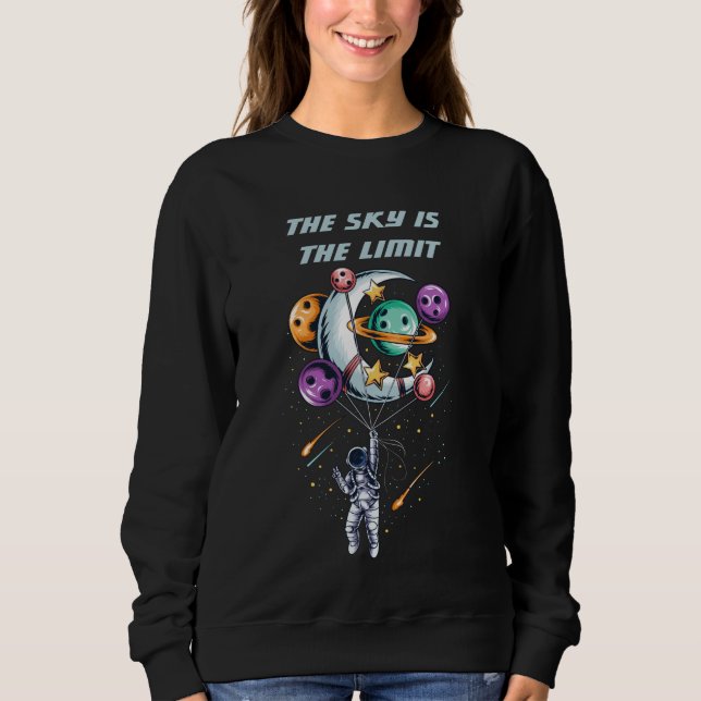Sweatshirt Un astronaute drôle tient un ballon de planètes (Devant)