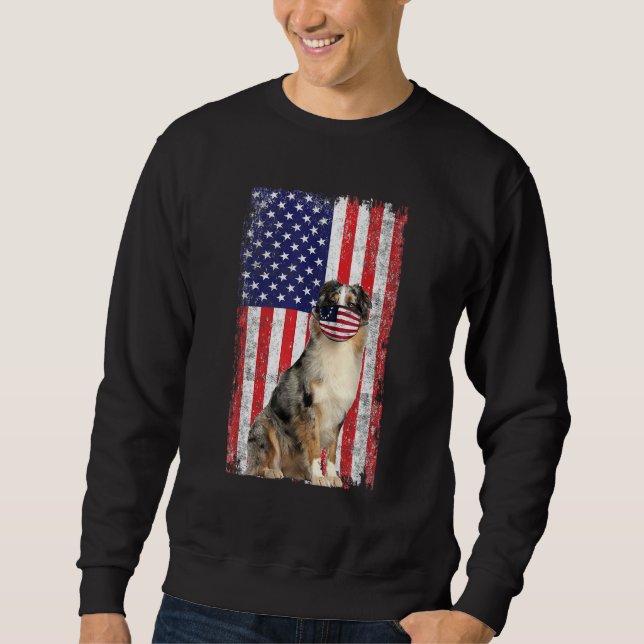 Sweatshirt Un Chien Du Drapeau Américain Australien Porte Le  (Devant)