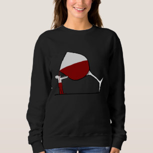 Sweatshirt Un Homme Boit Du Vin D'Un Verre Immense