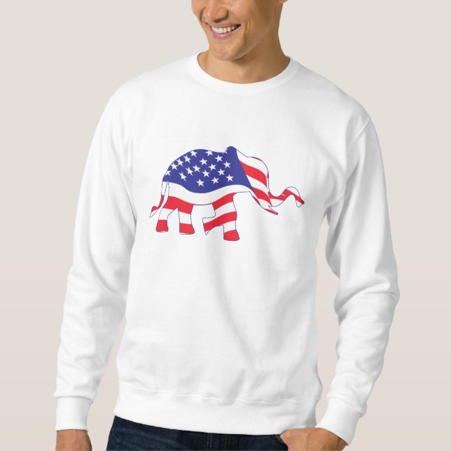 Sweatshirt Un joli éléphant fait dans le drapeau américain (Devant)