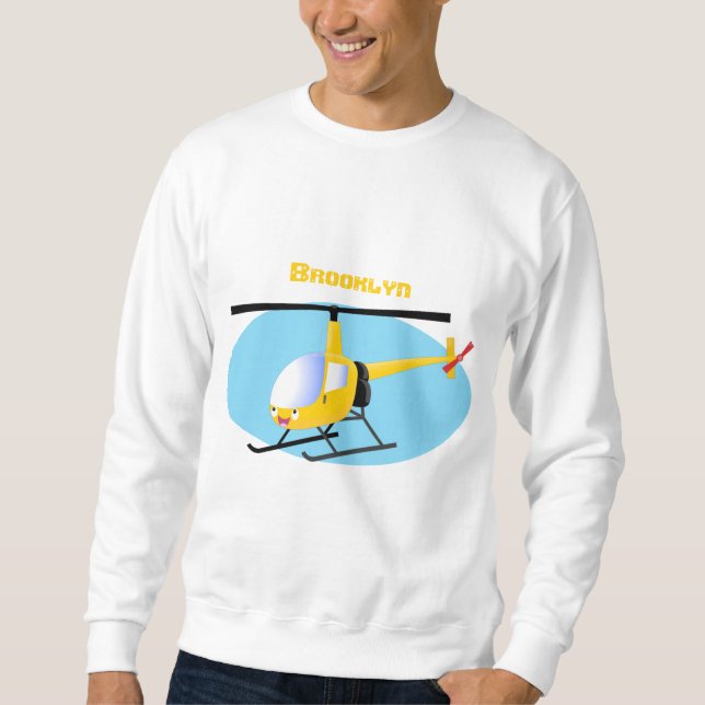 Sweatshirt Un joli hélicoptère de dessin animé jaune (Devant)