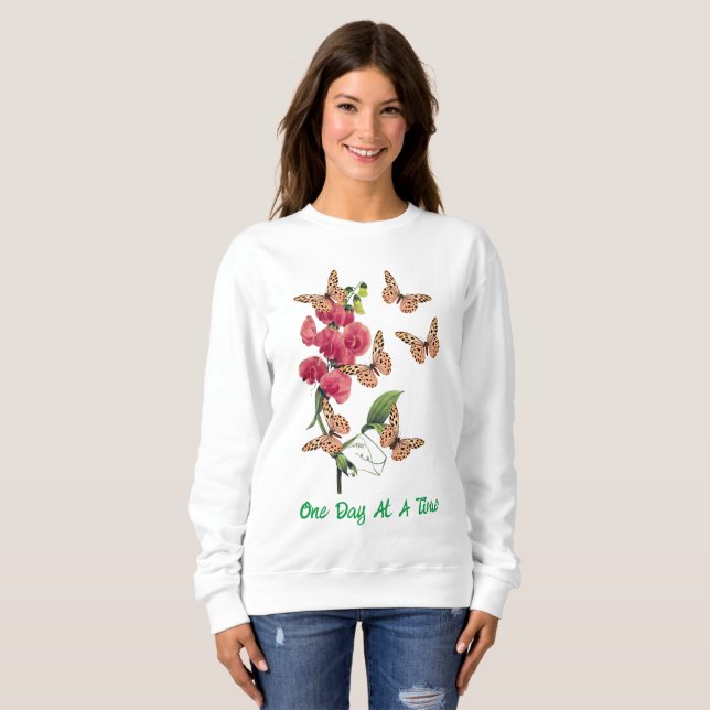 Sweatshirt Un Jour À La Fois Les Papillons Fleurs De Pois Suc (Devant entier)