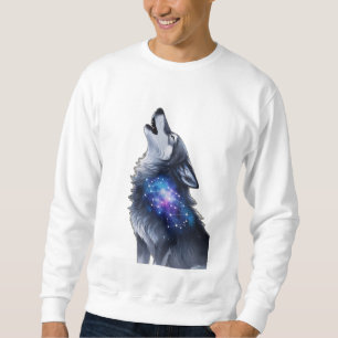 Sweatshirt Un loup hurle à une galaxie étoilée