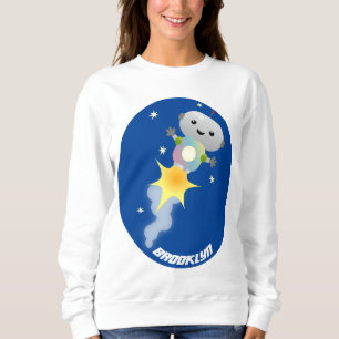 Sweatshirt Un mignon robot volant dans l'espace dessin animé
