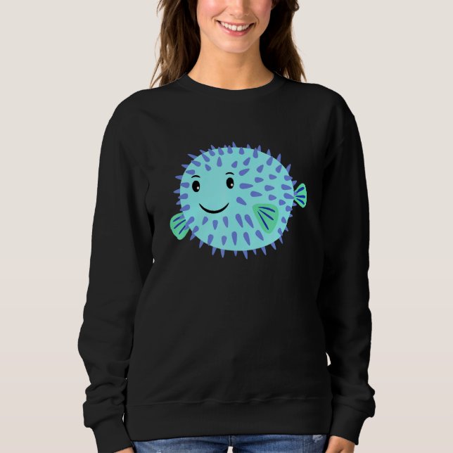 Sweatshirt Un Petit Poisson De Puffer Mignonne Nage Pour Vous (Devant)