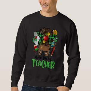 Sweatshirt Un Professeur chanceux Afro Messy Bun Patrick's Da