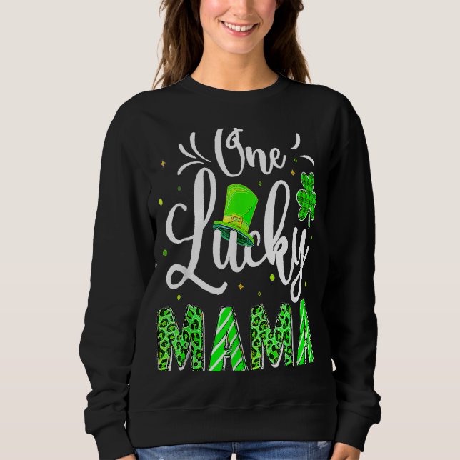 Sweatshirt Un Shamrock irlandais Lucky Mama, Leopard St Patri (Devant)
