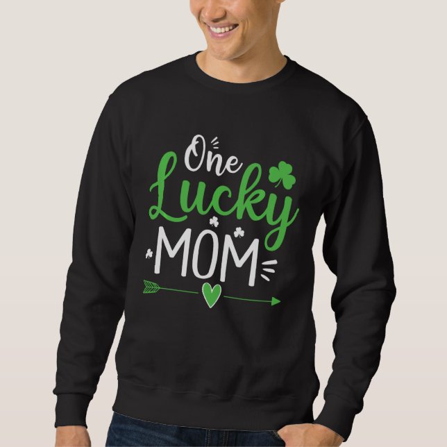 Sweatshirt Une Chanceuse Maman Jour de la Saint Patrick Rétro (Devant)