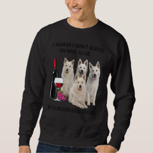 Sweatshirt Une Femme Ne Peut Survivre Seul Au Vin Berger Blan