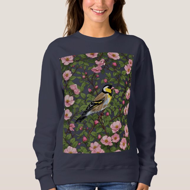 Sweatshirt Une Finche D'Or Orientale Parmi Les Ros Sauvages D (Devant)