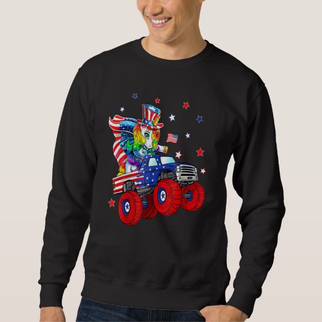 Sweatshirt Unicorn équitation Monster Camion 4 juillet Garçon (Devant)