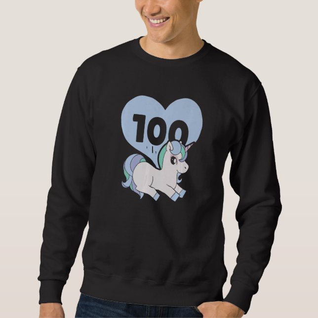 Sweatshirt Unicorn  Teacher Student 100 Days Of School (Devant)
