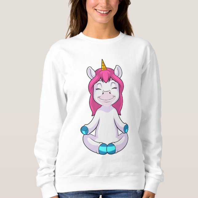 Sweatshirt Unicorne à Meditate en position assise (Devant)