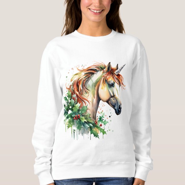 Sweatshirt Unicorne à Noël (Devant)