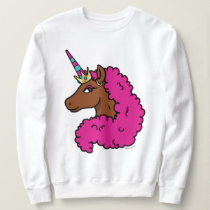 Sweatshirt Unicorne Afro Rose Chaud