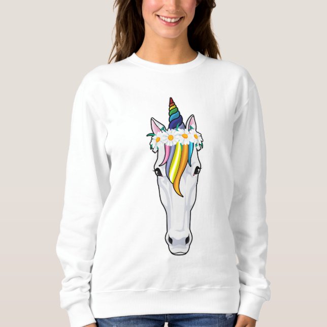 Sweatshirt Unicorne aux fleurs (Devant)