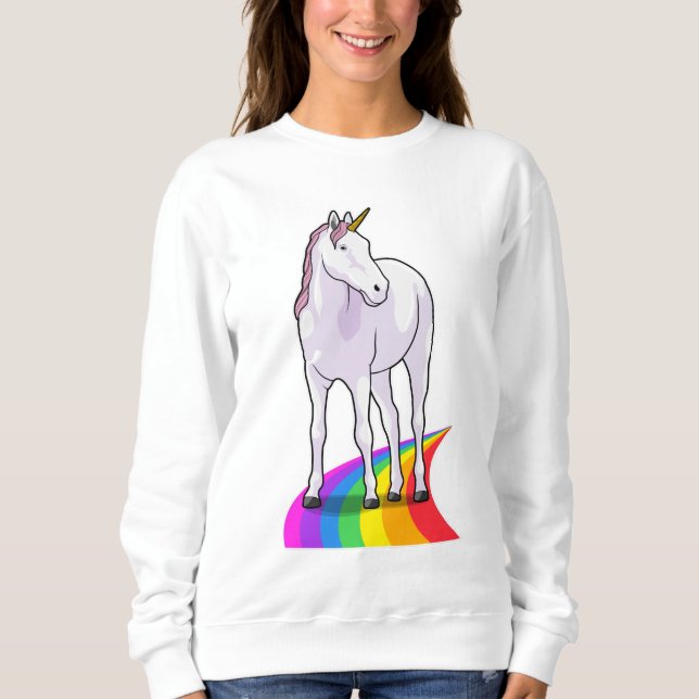Sweatshirt Unicorne avec arc-en-ciel (Devant)