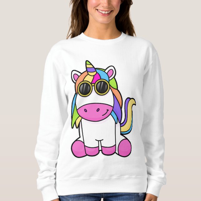 Sweatshirt Unicorne avec lunettes de soleil (Devant)