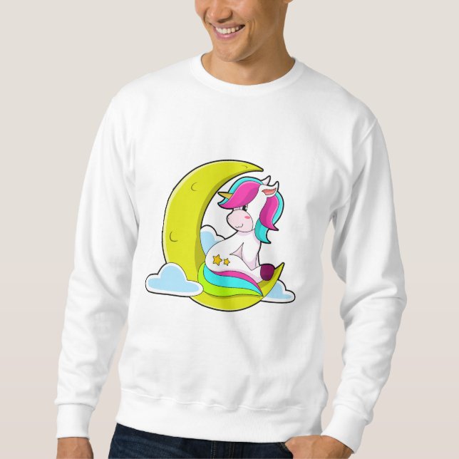Sweatshirt Unicorne avec nuages et lune (Devant)