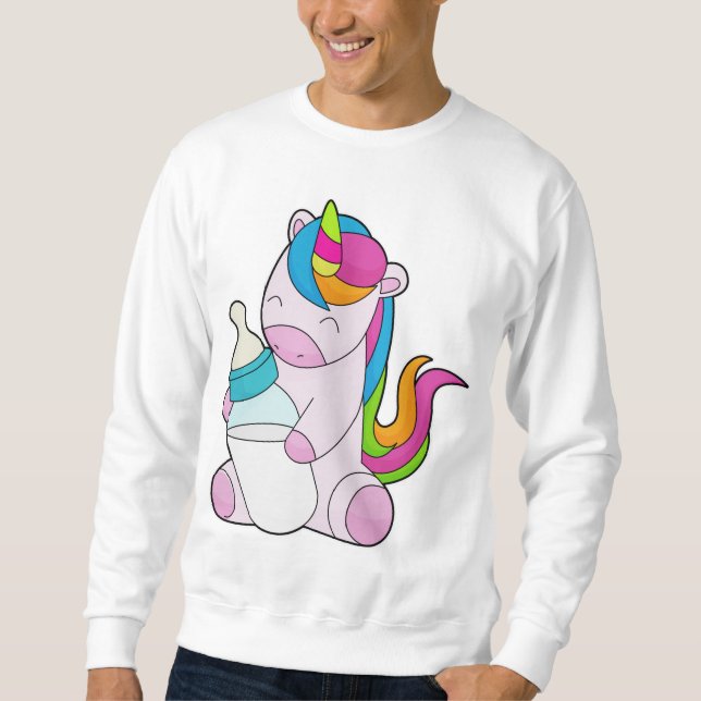 Sweatshirt Unicorne Bouteille de lait (Devant)