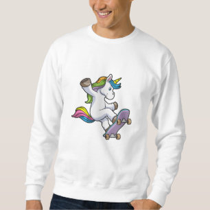 Sweatshirt Unicorne comme patineur avec skateboard