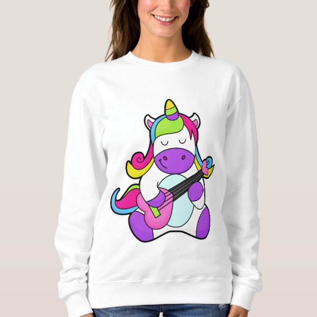 Sweatshirt Unicorne en tant que musicien avec guitare (Devant)