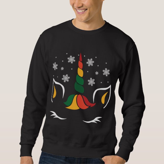 Sweatshirt Unicorne Face Noël mignonne Flacon de neige magiqu (Devant)