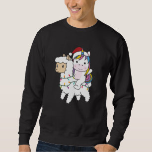 Sweatshirt Unicorne Llama Noël Neige Animaux d'hiver