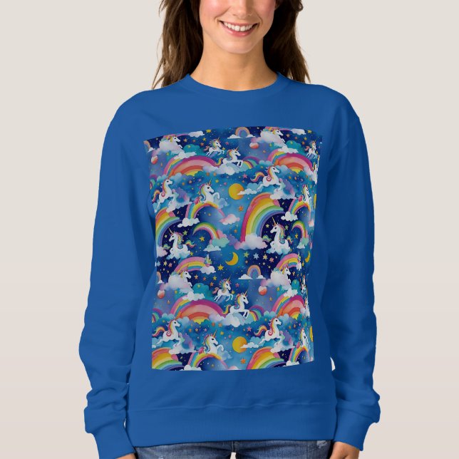 Sweatshirt Unicornes magiques et arcs-en-ciel (Devant)
