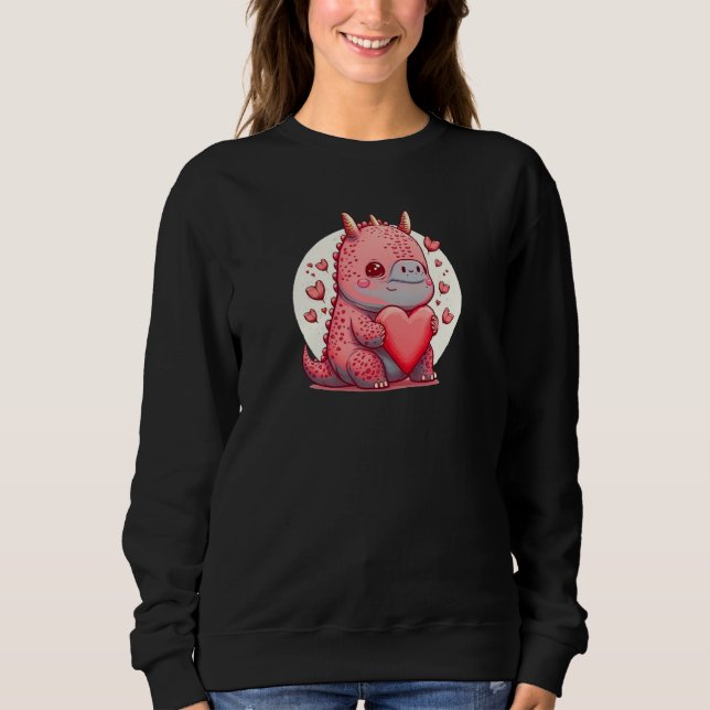 Sweatshirt Unique Cute Dino Dazecore Valentines Day (Devant)