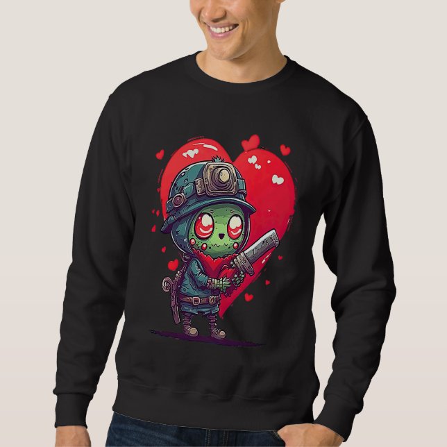 Sweatshirt Unique Cute Zombie Valentines Day (Devant)