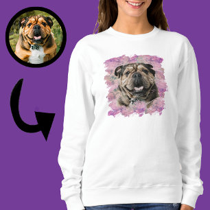 Sweatshirt Unique Grunge Pink Lilac Bulldog Amoureux des chie