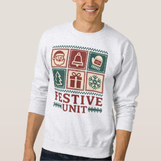 Sweatshirt Unité festive (2) Grille d'icônes rétro de Noël