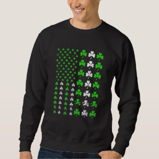 Sweatshirt US America Flag Shamrock Clover St Patricks Day Pa