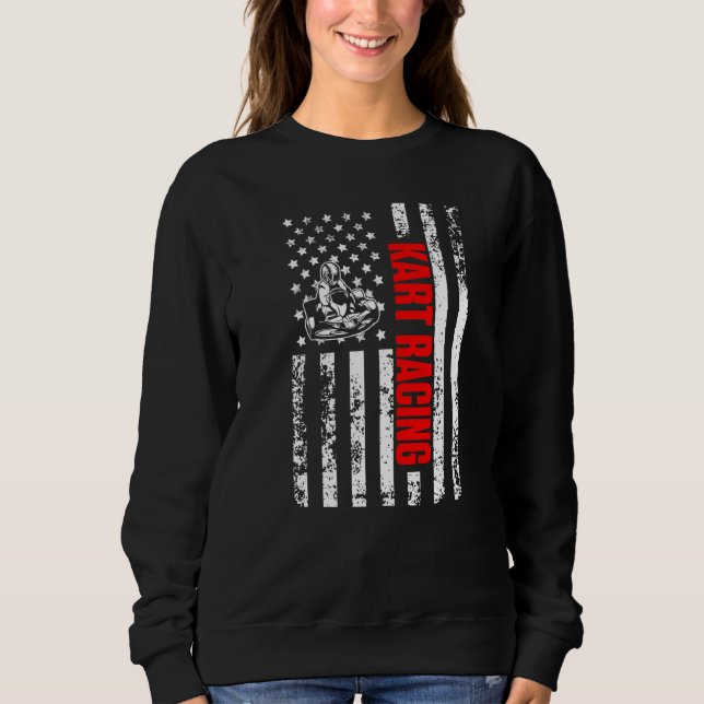 Sweatshirt US American Flag Sports Patriotic Go Kart Racing P (Devant)