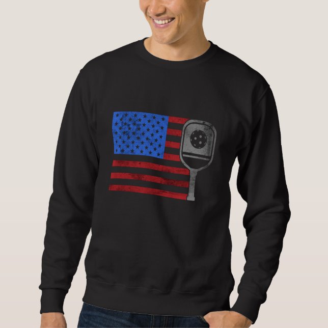 Sweatshirt US Flag Pickleball Player Paddleball American Flag (Devant)