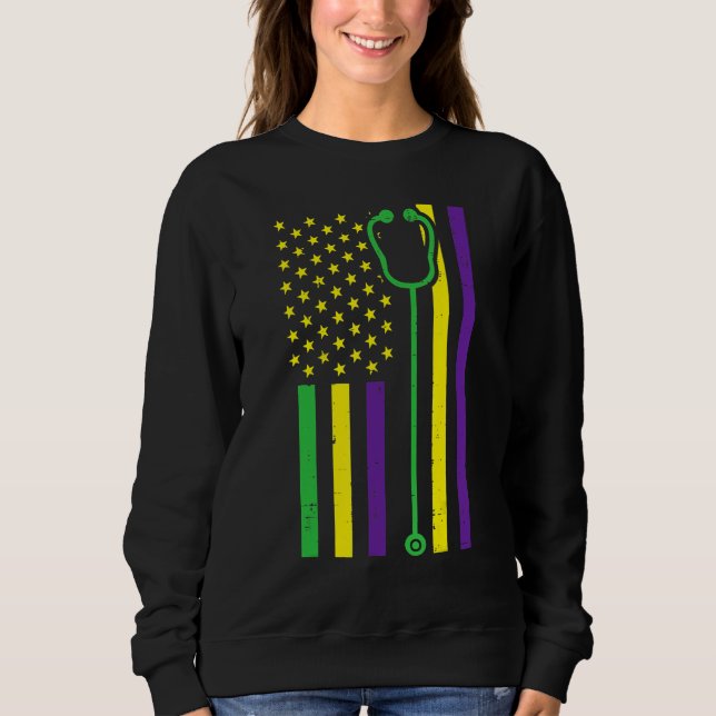 Sweatshirt US Flag Stethoscope Patriotic Doctor Nurse Nusing  (Devant)