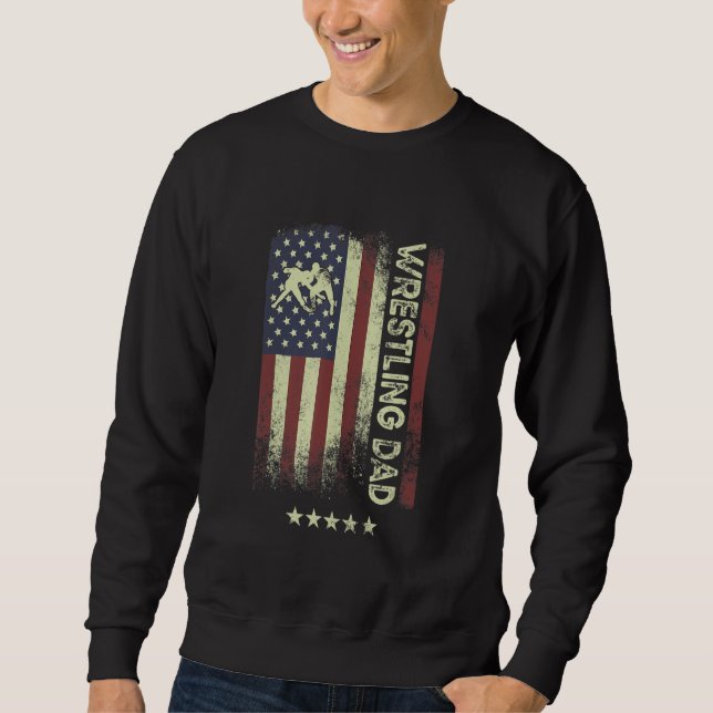 Sweatshirt USA American Flag  Wrestling Dad 1 (Devant)